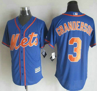 Men's New York Mets #3 Curtis Granderson Alternate Blue With Orange 2015 MLB Cool Base Jersey