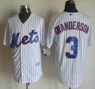 Men's New York Mets #3 Curtis Granderson Home White Pinstripe 2015 MLB Cool Base Jersey