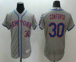 Men's New York Mets #30 Michael Conforto Gray Road 2016 Flexbase Majestic Baseball Jersey