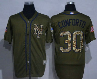 Men's New York Mets #30 Michael Conforto Green Salute to Service Cool Base Stitched Baseball Jersey