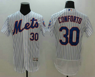 Men's New York Mets #30 Michael Conforto White(Blue Strip) Flexbase 2016 MLB Player Jersey