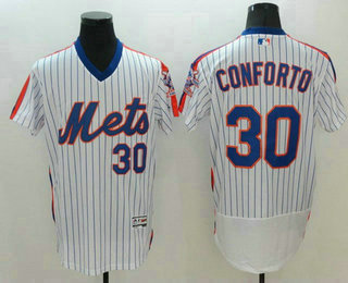 Men's New York Mets #30 Michael Conforto White Pullover 2016 Flexbase Majestic Baseball Jersey