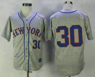 Men's New York Mets #30 Nolan Ryan 1969 Gray Wool Mitchell & Ness Throwback Jersey