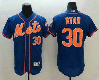 Men's New York Mets #30 Nolan Ryan Retired Blue With Orange 2016 Flexbase Majestic Baseball Jersey