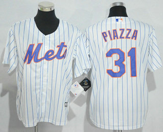 Men's New York Mets #31 Mike Piazza Retired White Stitched MLB Majestic Cool Base Jersey