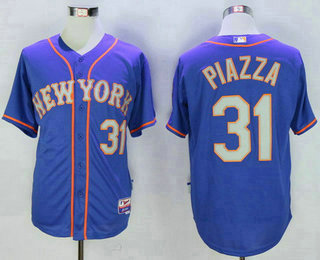 Men's New York Mets #31 Mike Piazza Retiredd Blue With Gray Cool Base Jersey