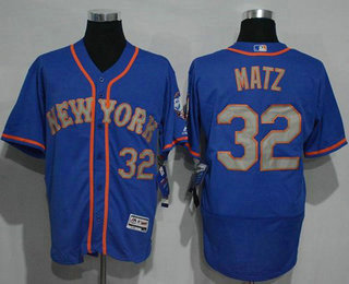 Men's New York Mets #32 Steven Matz Blue With Gray 2016 Flexbase Majestic Baseball Jersey