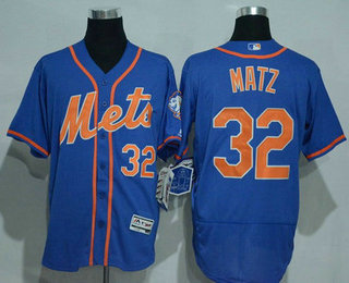 Men's New York Mets #32 Steven Matz Blue With Orange 2016 Flexbase Majestic Baseball Jersey