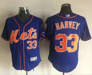 Men's New York Mets #33 Matt Harvey Blue Flexbase 2016 Authentic Collection Jersey