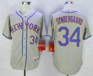 Men's New York Mets #34 Noah Syndergaard Gray Road Baseball Jersey