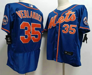 Men's New York Mets #35 Justin Verlander Blue Stitched MLB Flex Base Nike Jersey