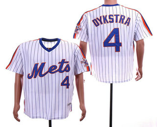 Men's New York Mets #4 Lenny Dykstra 1986 White Mitchell & Ness Throwback Jersey