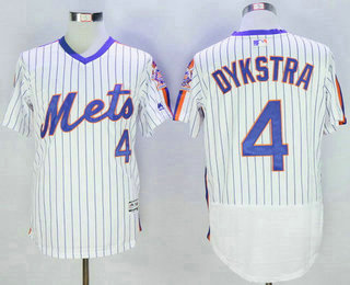 Men's New York Mets #4 Lenny Dykstra Retired White Pullover 2016 Flexbase Majestic Baseball Jersey