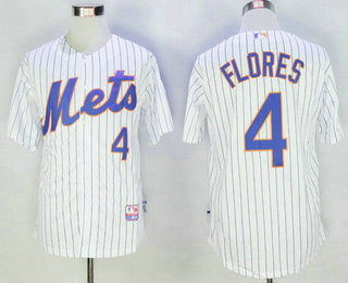 Men's New York Mets #4 Wilmer Flores White Home Stitched 2015 MLB Cool Base Jersey