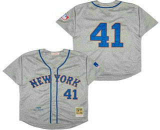 Men's New York Mets #41 Tom Seaver Gray 1969 Throwback Jersey