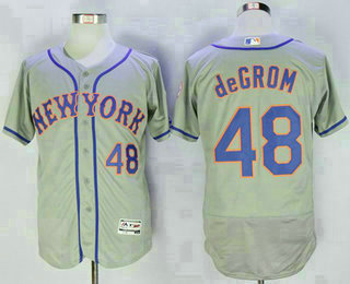 Men's New York Mets #48 Jacob DeGrom Gray Stitched MLB 2016 Majestic Flex Base Jersey