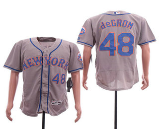 Men's New York Mets #48 Jacob DeGrom Grey Stitched MLB Flex Base Jersey