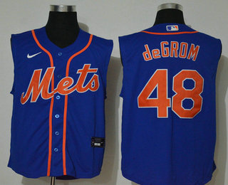 Men's New York Mets #48 Jacob deGrom Blue 2020 Cool and Refreshing Sleeveless Fan Stitched MLB Nike Jersey