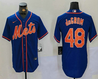 Men's New York Mets #48 Jacob deGrom Blue Stitched Cool Base Nike Jersey