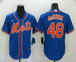 Men's New York Mets #48 Jacob deGrom Blue Stitched MLB Cool Base Nike Jersey