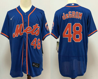 Men's New York Mets #48 Jacob deGrom Blue Stitched MLB Flex Base Nike Jersey