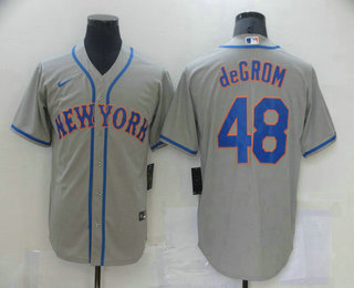 Men's New York Mets #48 Jacob deGrom Gray Road Stitched MLB Cool Base Nike Jersey