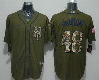 Men's New York Mets #48 Jacob deGrom Green Salute To Service Stitched MLB Cool Base Nike Jersey