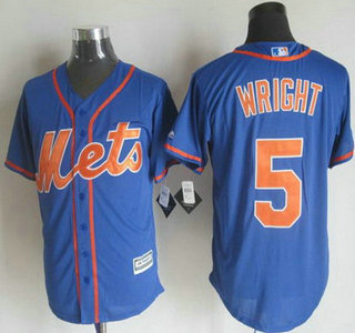 Men's New York Mets #5 David Wright Alternate Blue With Orange 2015 MLB Cool Base Jersey