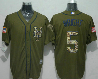 Men's New York Mets #5 David Wright Green Salute to Service Jersey