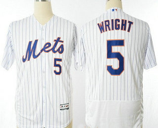 Men's New York Mets #5 David Wright White Home Stitched MLB Majestic Flex Base Jersey