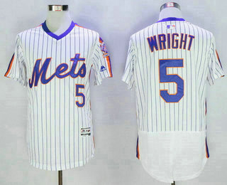 Men's New York Mets #5 David Wright White Pullover 2016 Flexbase Majestic Baseball Jersey