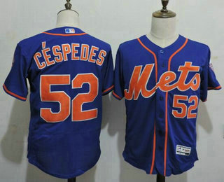 Men's New York Mets #52 Yoenis Céspedes Blue With Orange 2016 Flexbase Majestic Baseball Jersey