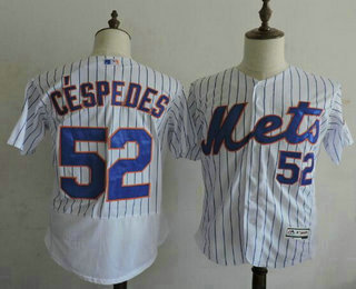 Men's New York Mets #52 Yoenis Céspedes White Home 2016 Flexbase Majestic Baseball Jersey