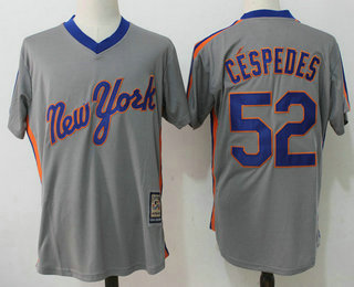 Men's New York Mets #52 Yoenis Cespedes Gray Pullover Stitched MLB Majestic Cooperstown Collection Jersey