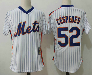 Men's New York Mets #52 Yoenis Cespedes White Pullover Stitched MLB Majestic Cooperstown Collection Jersey