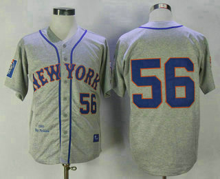 Men's New York Mets #56 Tug McGraw 1965 Gray Wool Mitchell & Ness Throwback Jersey