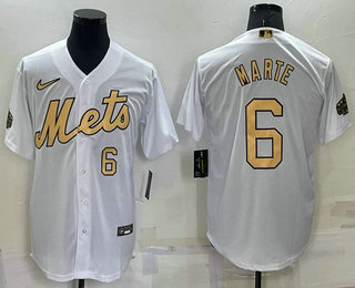 Men's New York Mets #6 Starling Marte Number White 2022 All Star Stitched Cool Base Nike Jersey