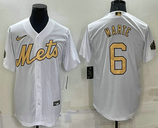 Men's New York Mets #6 Starling Marte White 2022 All Star Stitched Cool Base Nike Jersey