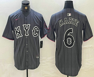 Men's New York Mets #6 Starling Marte Gray 2024 City Connect Cool Base Stitched Jersey