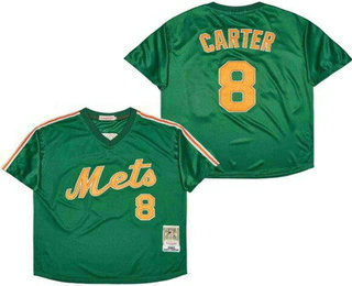 Men's New York Mets #8 Gary Carter Green 1985 Throwback Jersey