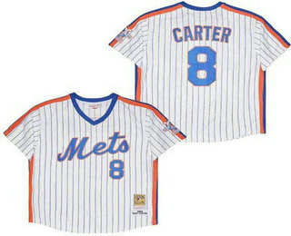 Men's New York Mets #8 Gary Carter White 1986 Throwback Jersey