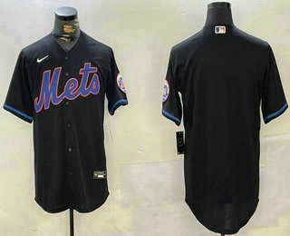 Men's New York Mets Blank Black Stitched MLB Cool Base Nike Jersey