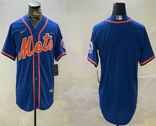 Men's New York Mets Blank Blue Stitched Cool Base Nike Jersey