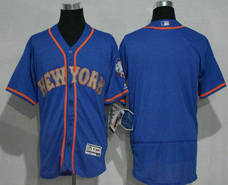 Men's New York Mets Blank Blue With Gray 2016 Flexbase Majestic Baseball Jersey