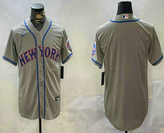 Men's New York Mets Blank Grey Road Stitched MLB Cool Base Nike Jersey