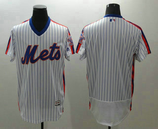 Men's New York Mets Blank White(Blue Strip) Flexbase 2016 MLB Player Jersey