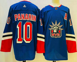 Men's New York Rangers #10 Artemi Panarin Blue 2022 Reverse Retro Authentic Jersey