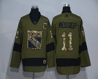 Men's New York Rangers #11 Mark Messier Green Salute To Service Adidas Stitched NHL Jersey