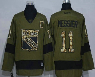 Men's New York Rangers #11 Mark Messier Green Salute to Service Adidas Stitched NHL Reebok Hockey Jersey