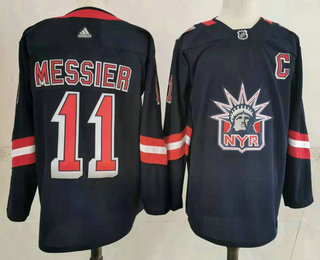 Men's New York Rangers #11 Mark Messier Navy Blue Adidas 2020-21 Stitched NHL Jersey